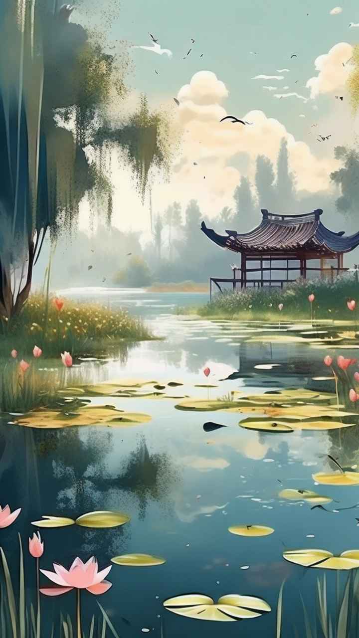 国风水墨山水画简约风格插画 85
