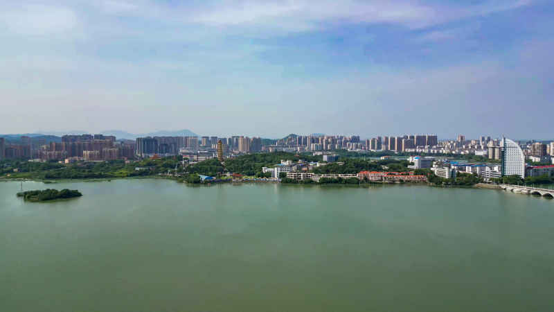 湖北鄂州城市风光航拍摄影图