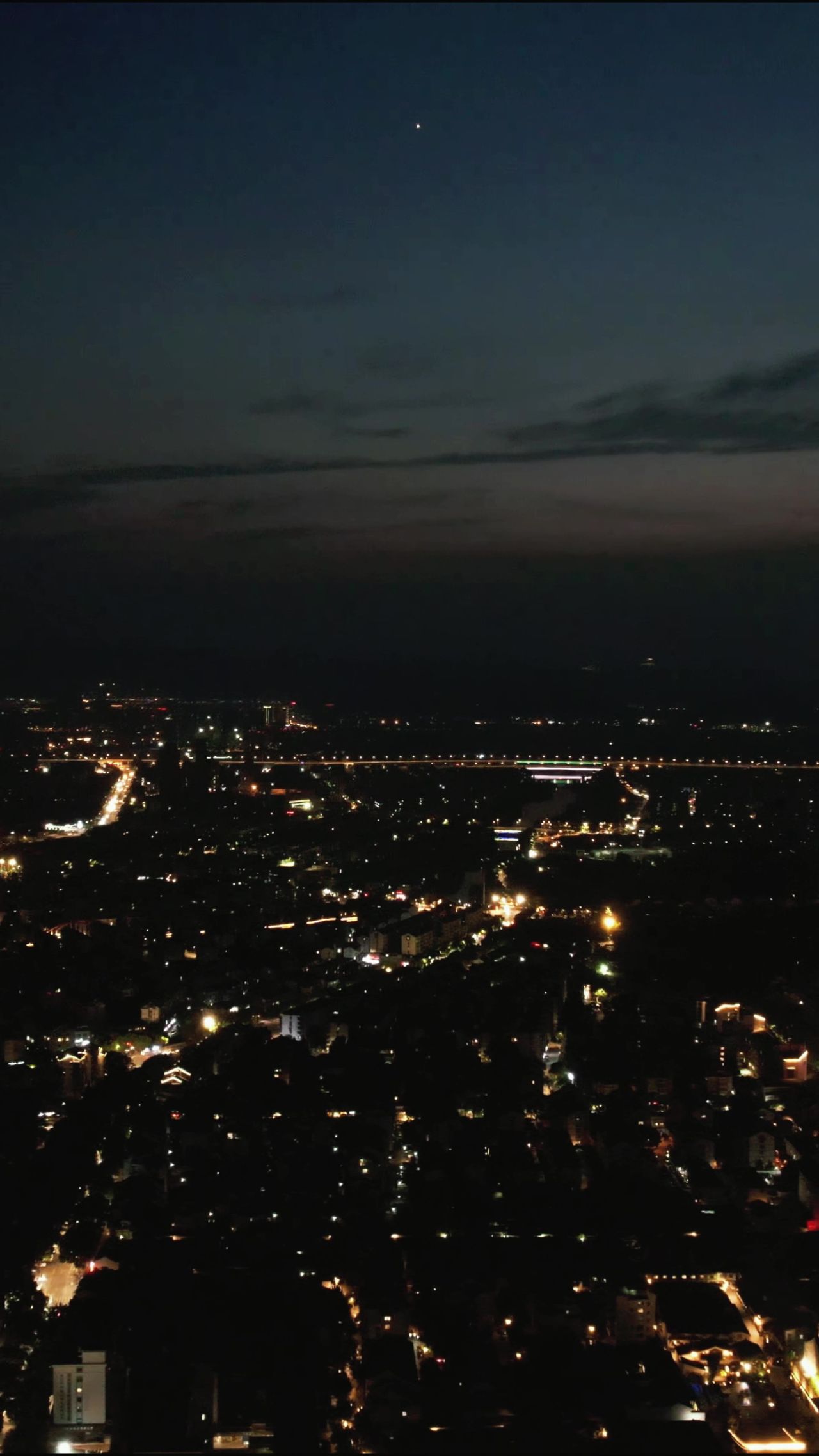 浙江绍兴城市夜景竖屏航拍