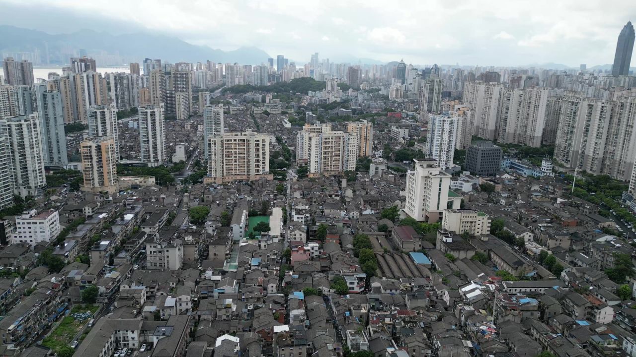 航拍浙江温州城市风光温州建设