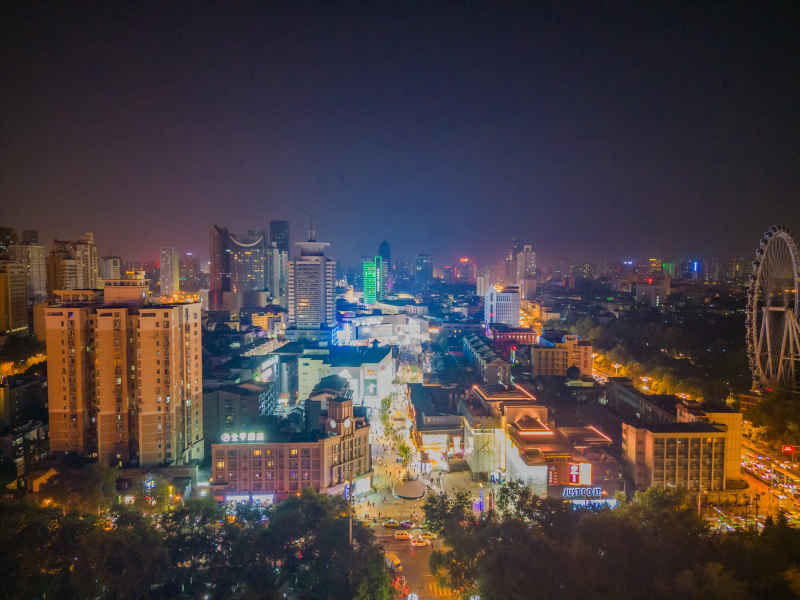 安徽合肥城市夜景航拍