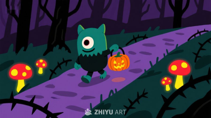 夜林小怪携灯漫步