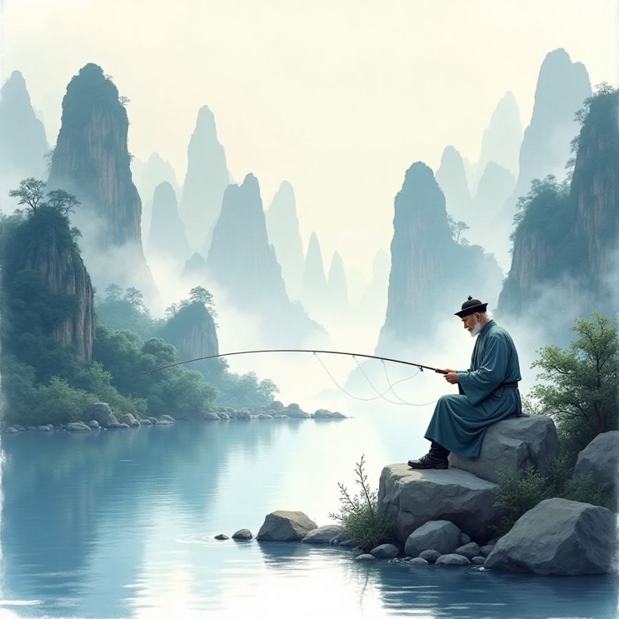 山间垂钓
