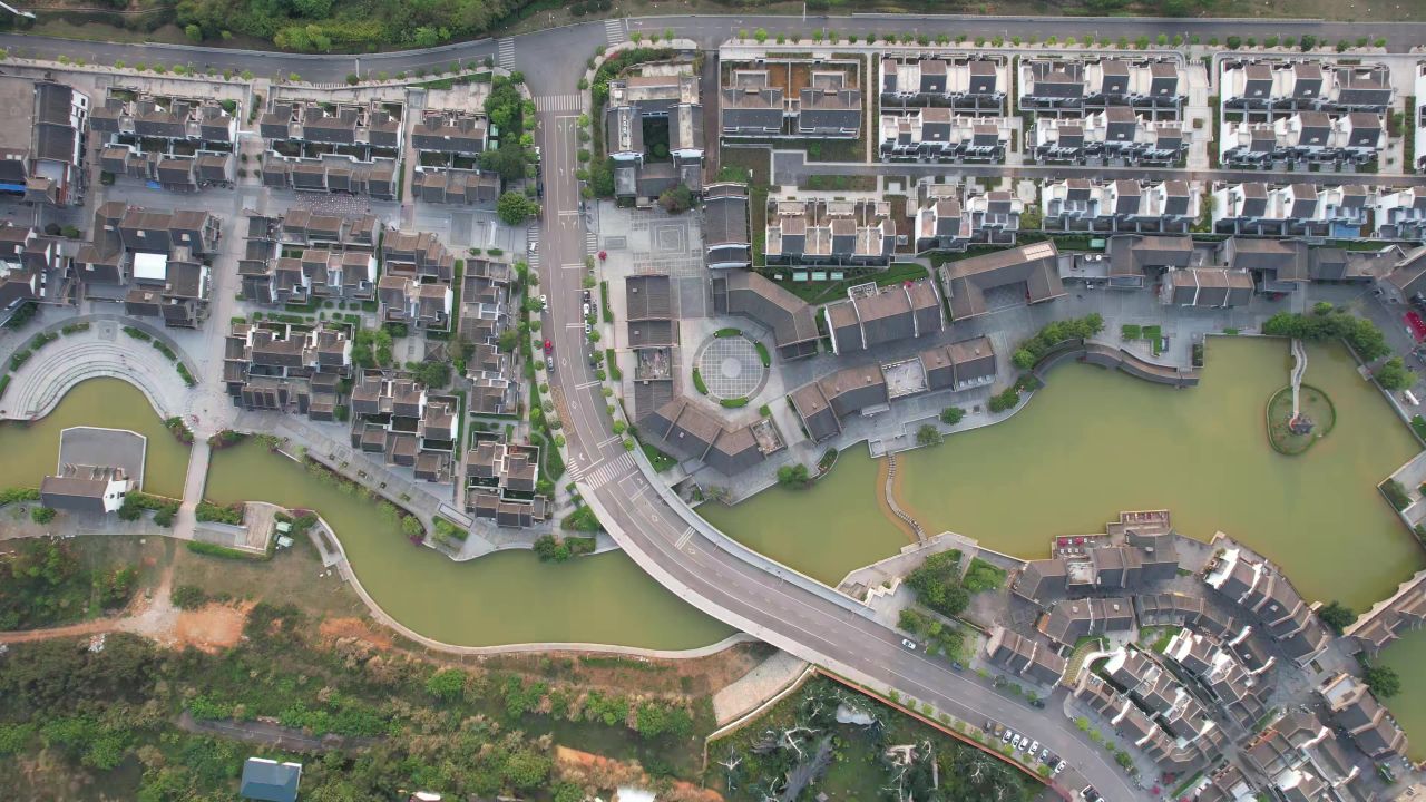 广西崇左城市全景航拍 