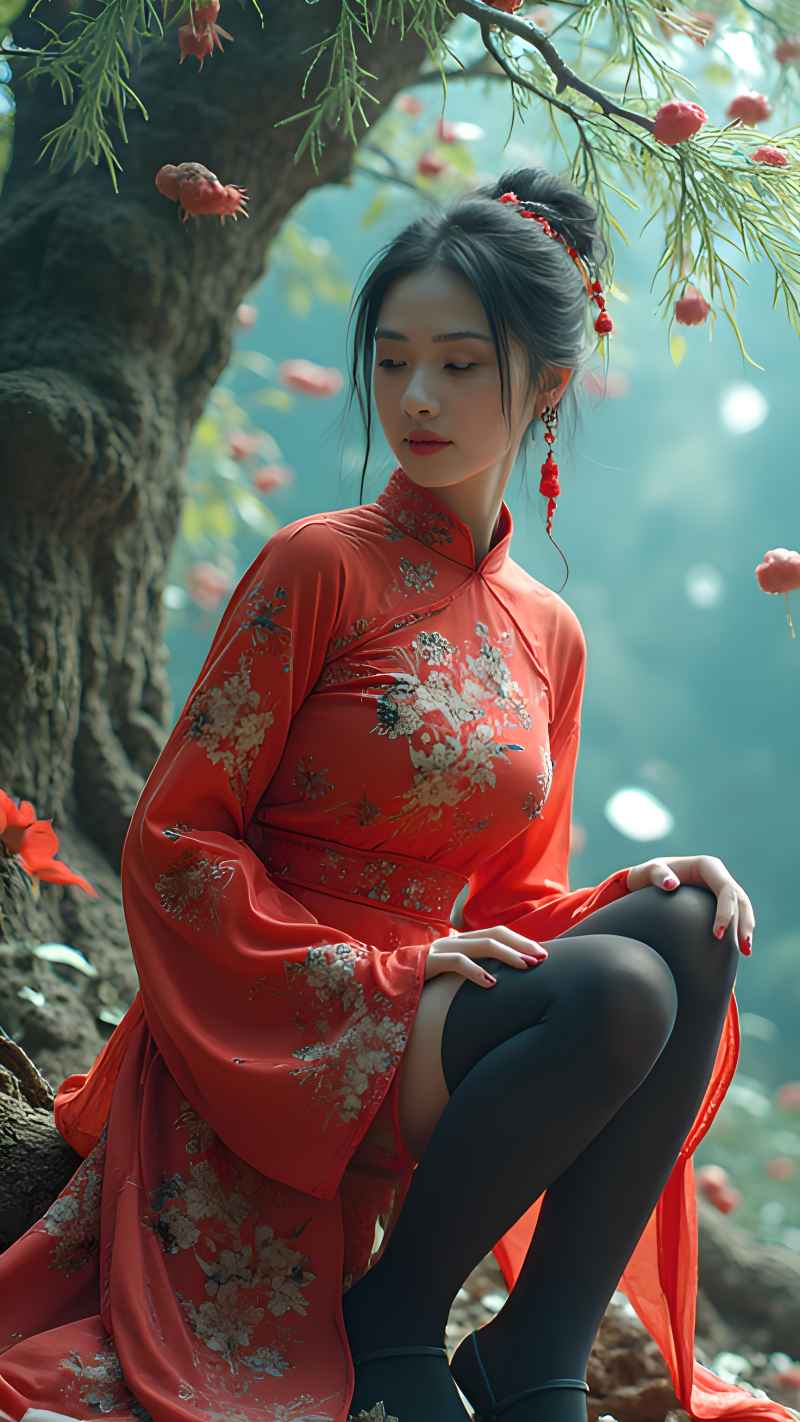 森林红色美女衣服写来艺术 38