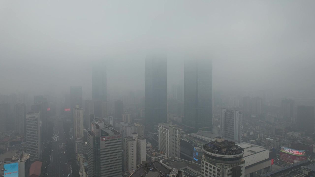 长沙清晨迷雾航拍 