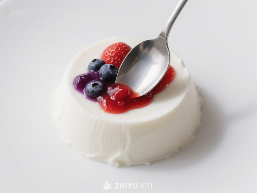 酸奶配莓果，勺子轻舀