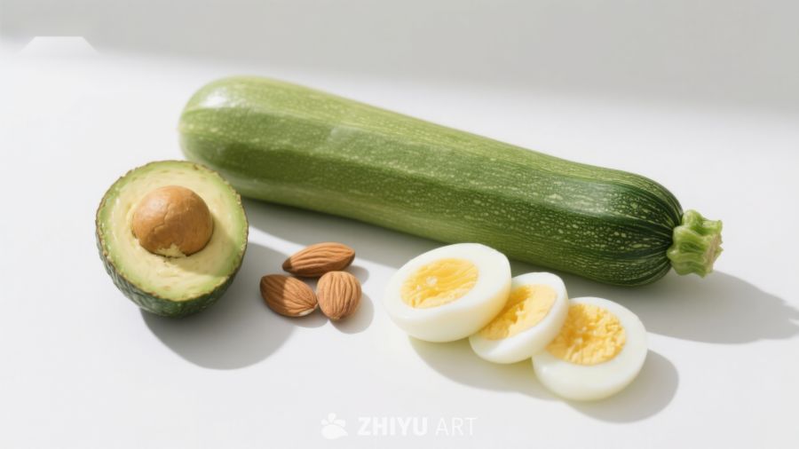 新鲜蔬果与坚果蛋类组合