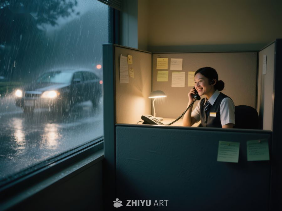 雨夜办公室内的电话交谈 423