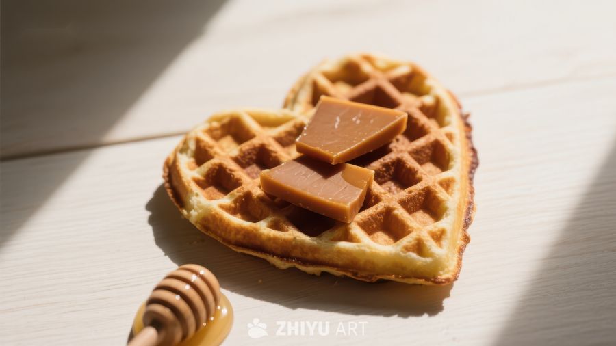 心形华夫饼配巧克力块