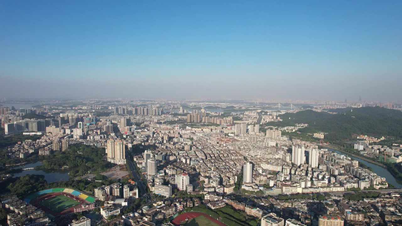广东江门城市建设航拍 