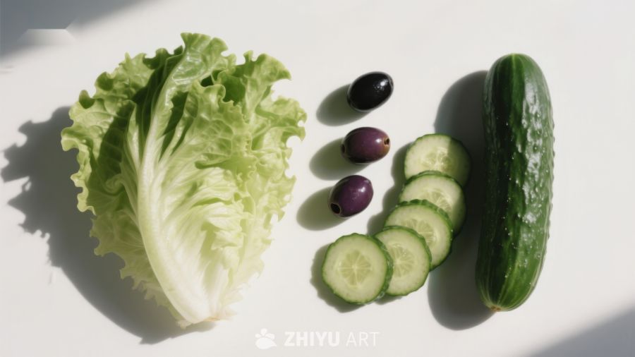 新鲜蔬菜与橄榄静物