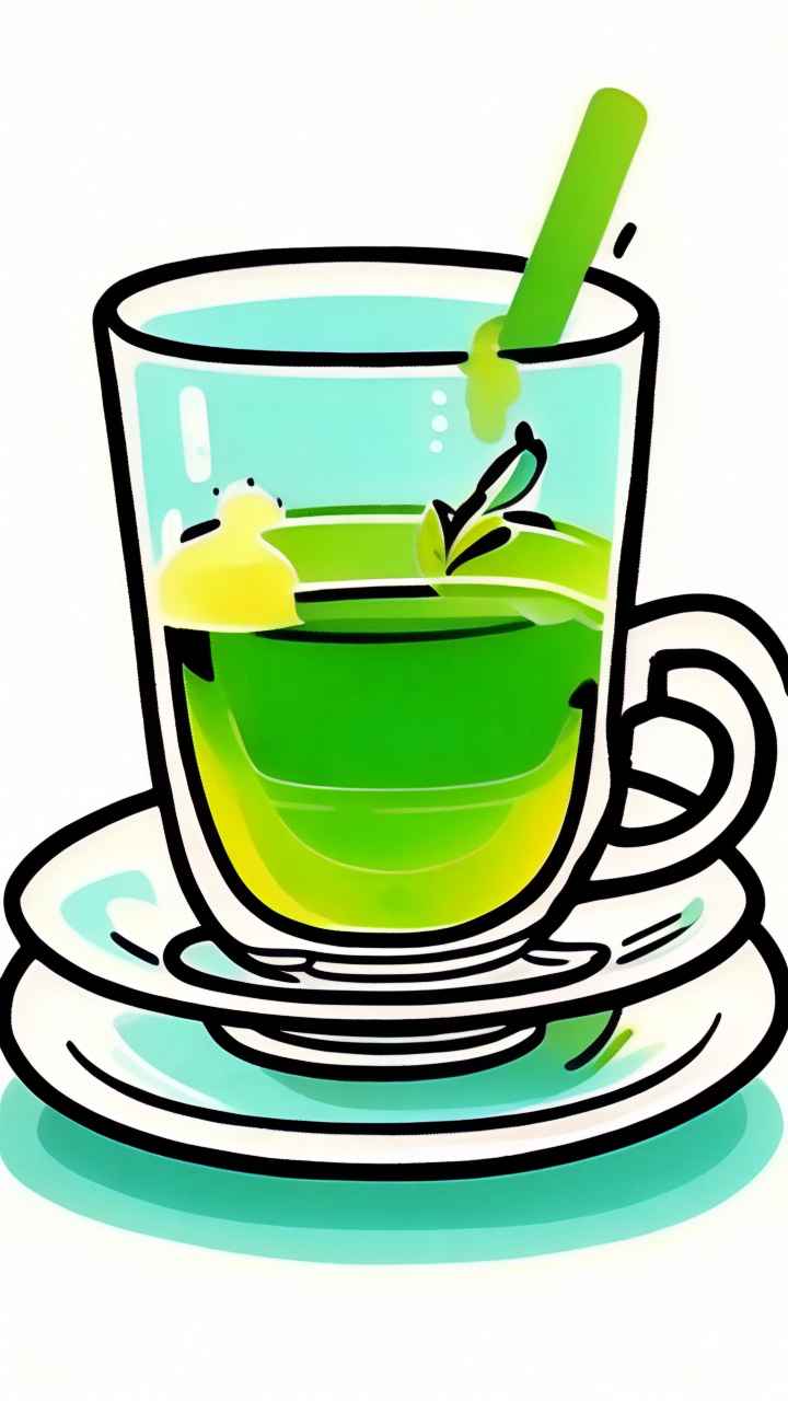 茶杯里的绿茶元素插画 7