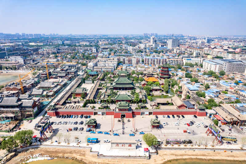 河南开封城市风光地标建筑旅游景区航拍图 