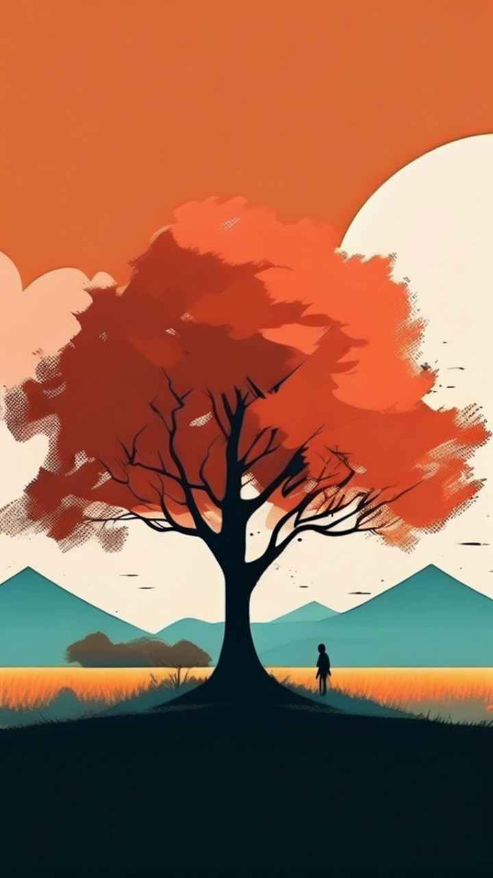 一幅画画着树极简主义 11