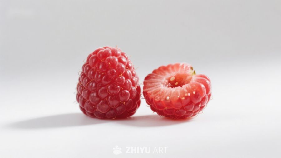 新鲜覆盆子与半颗覆盆子对比 622