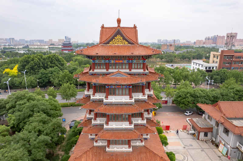 河北沧州城市风光地标建筑航拍图 