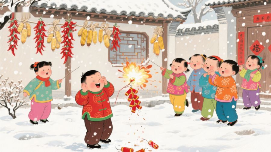 雪中孩童欢庆新年 140