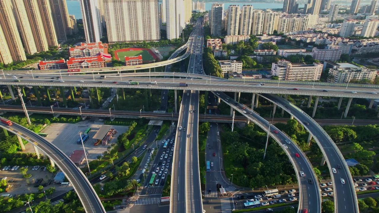 厦门航拍集美立交桥景观