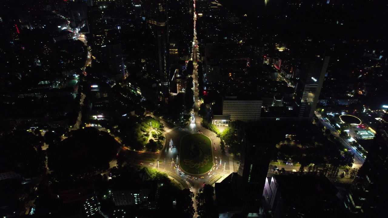 江苏南京城市夜景灯光航拍 
