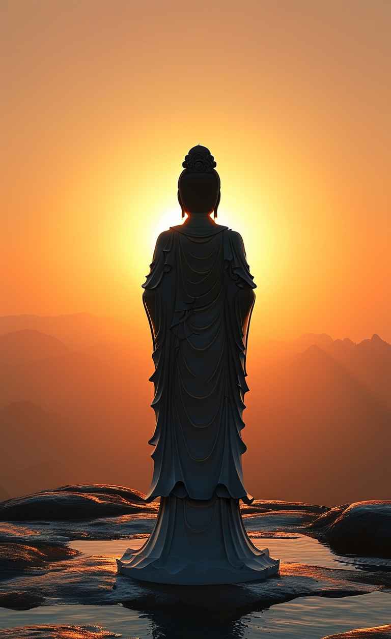 夕阳黄昏下的观音庄严 10