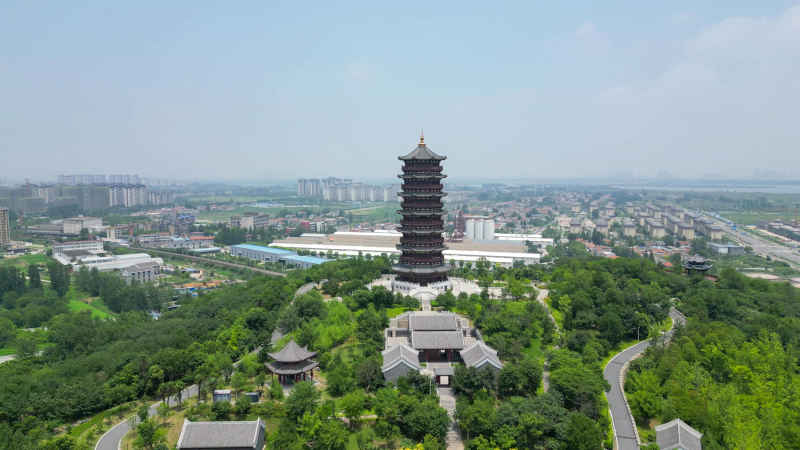 航拍湖北襄阳岘首山文化旅游景区