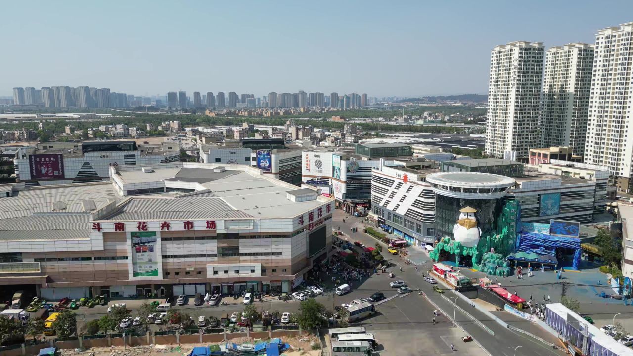  云南昆明斗南花市交易市场航拍