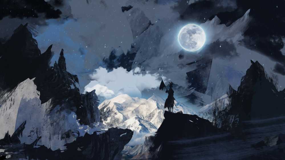 绘画骑士夜油画颜料幻想月球神秘黑图像马山绘图绘中世纪