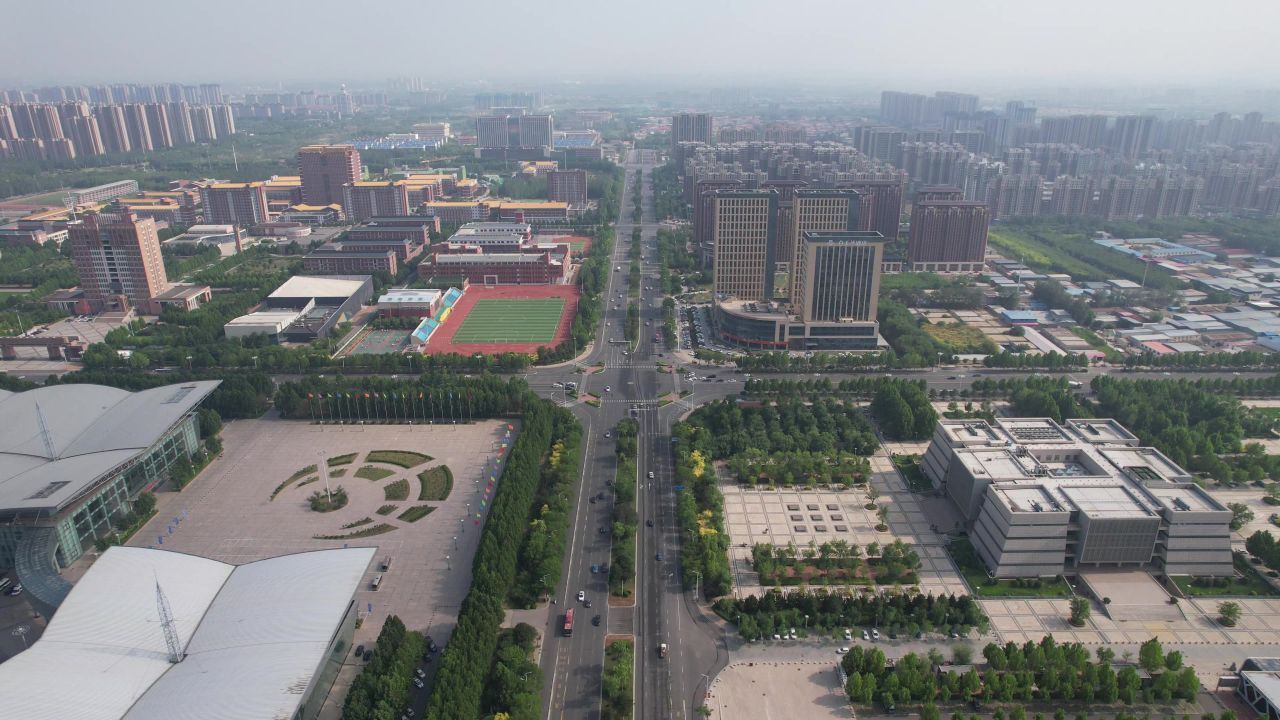 河北沧州城市风光航拍 