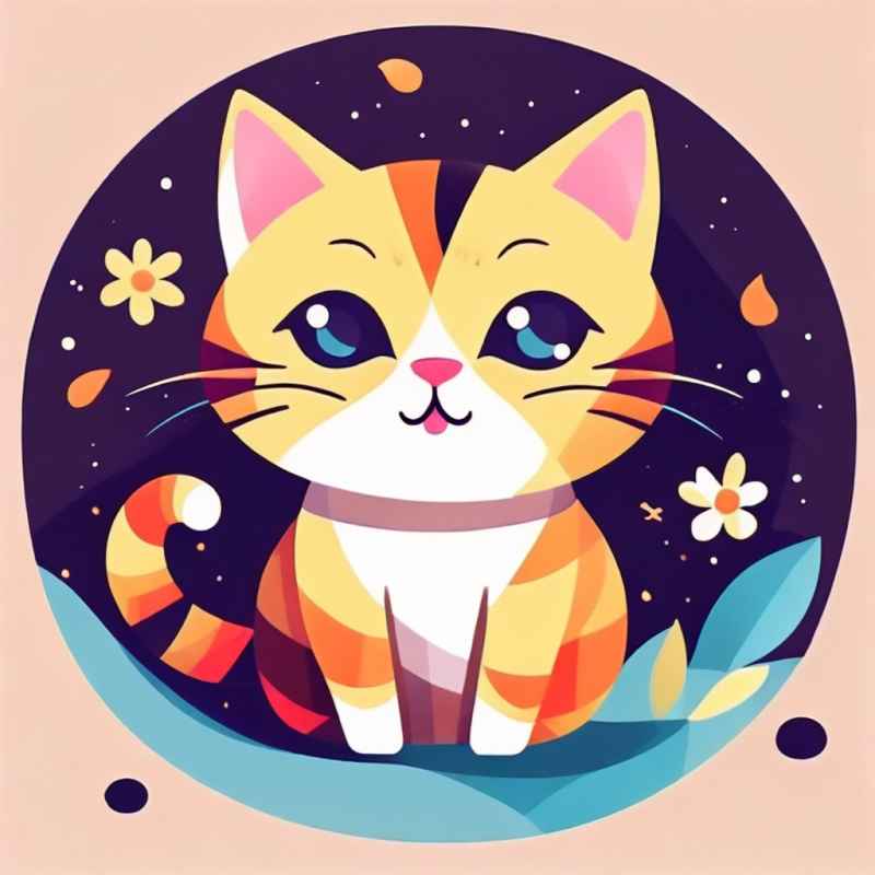 小花猫唯美插画 69