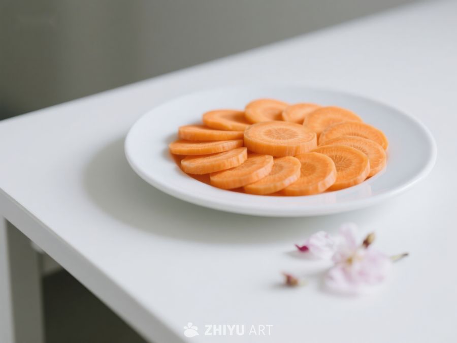 切片胡萝卜摆盘，简约餐桌装饰 313