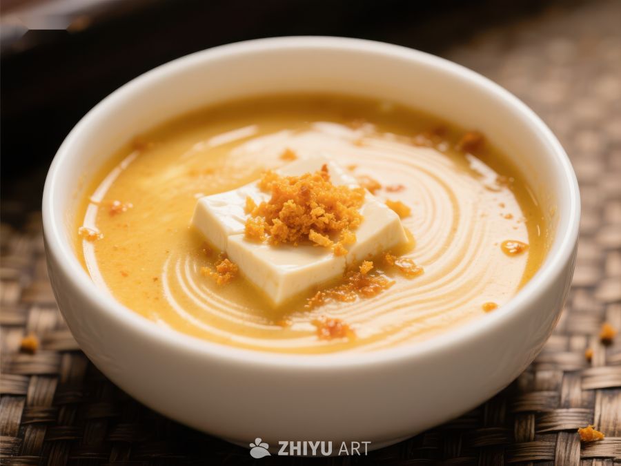 蛋羹配豆腐，撒上金丝点缀 105