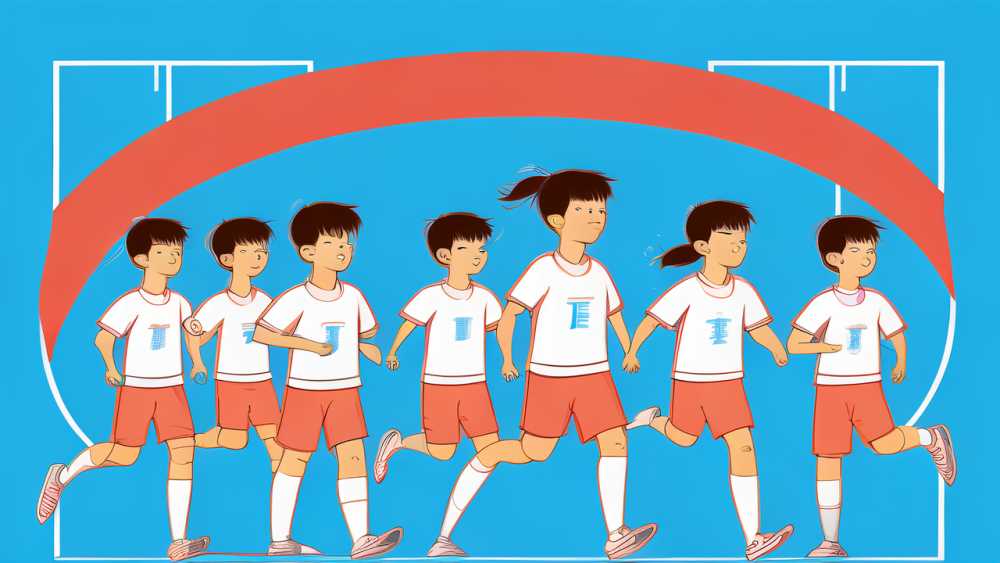 蓝色开学社团运动学生线条插画