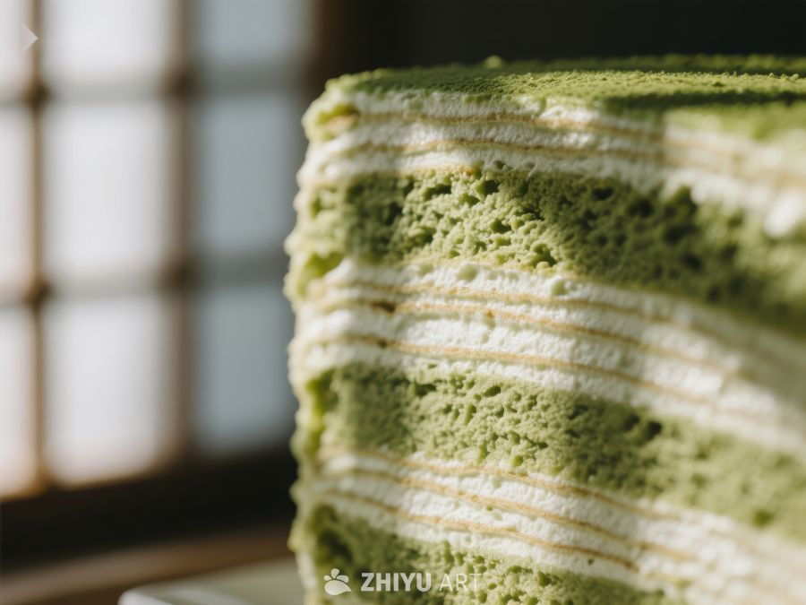 抹茶千层蛋糕的细腻层次