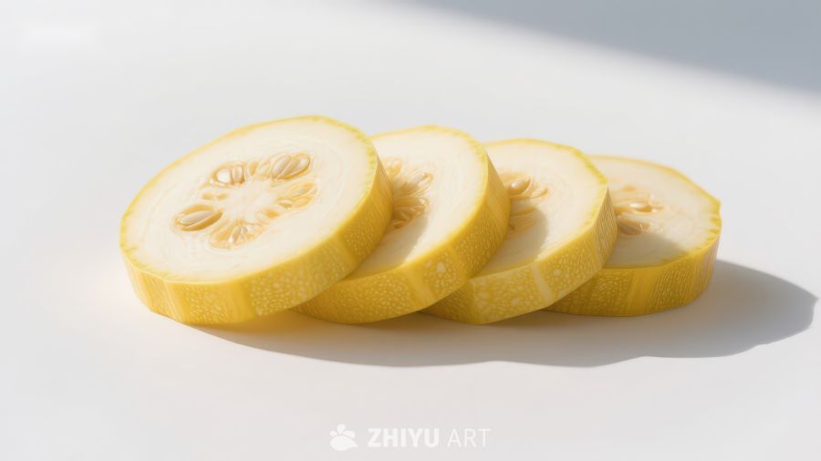 切片黄西葫芦静物展示