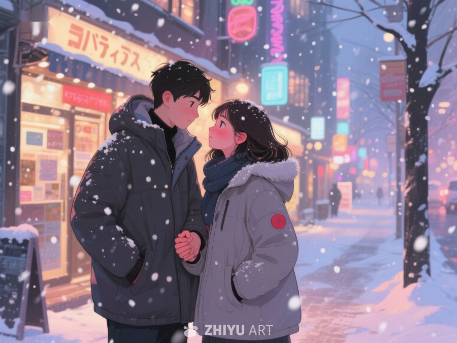 冬夜街头的温馨瞬间 138