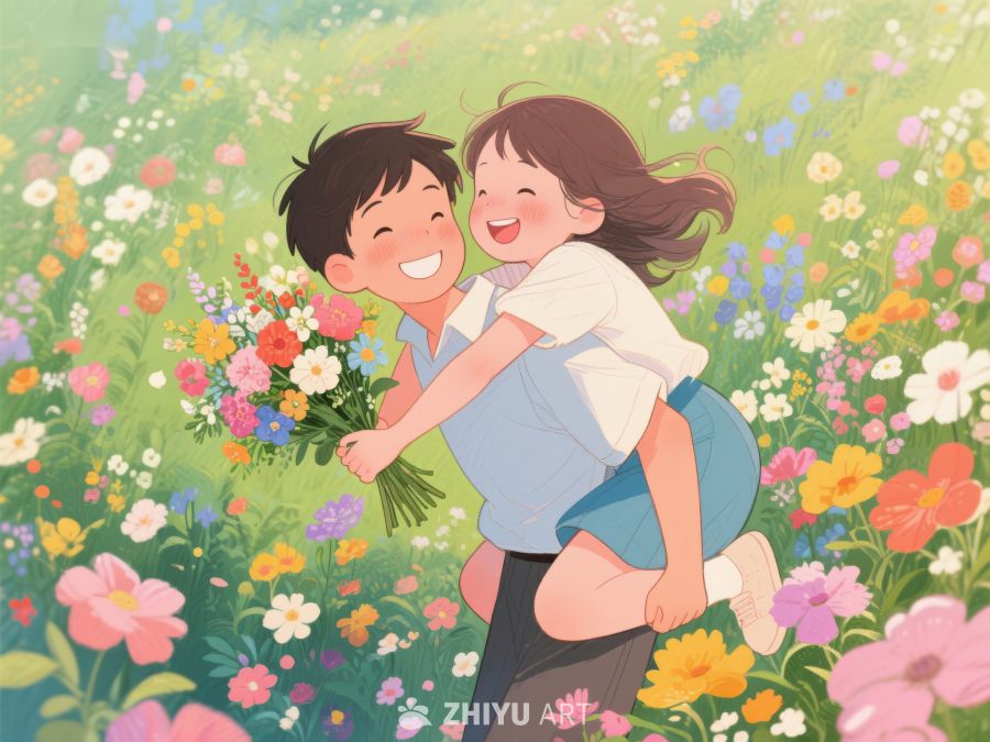 花海中拥抱的快乐时光 342
