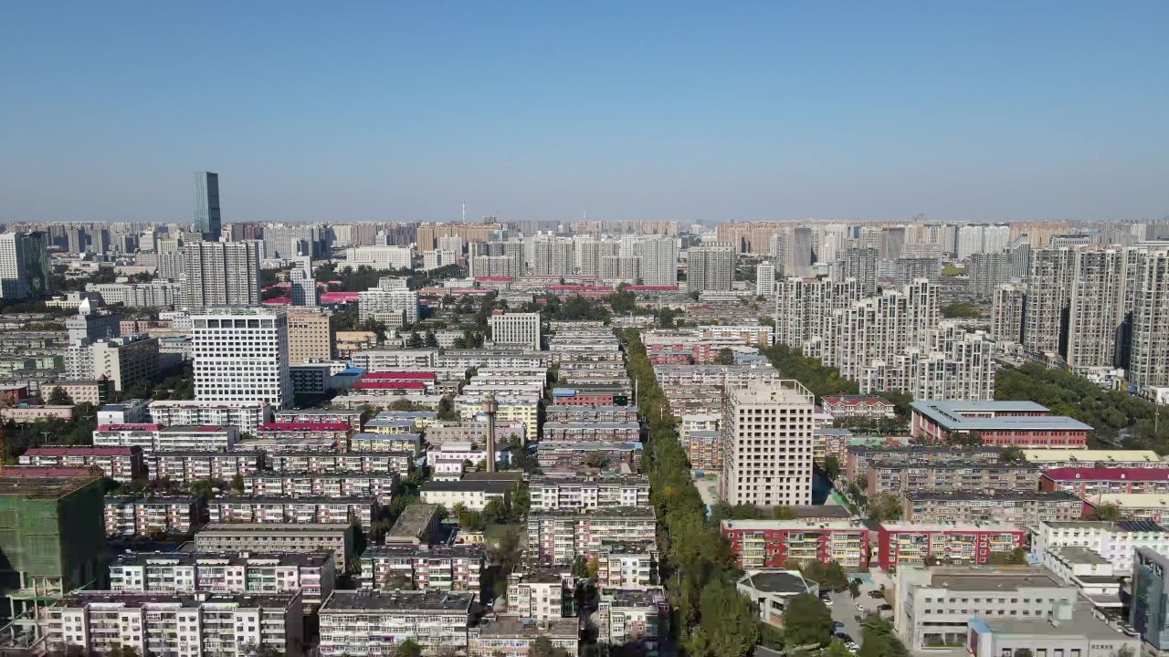 河北石家庄城市建设航拍 