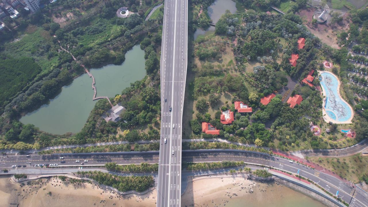广东湛江城市风光交通航拍