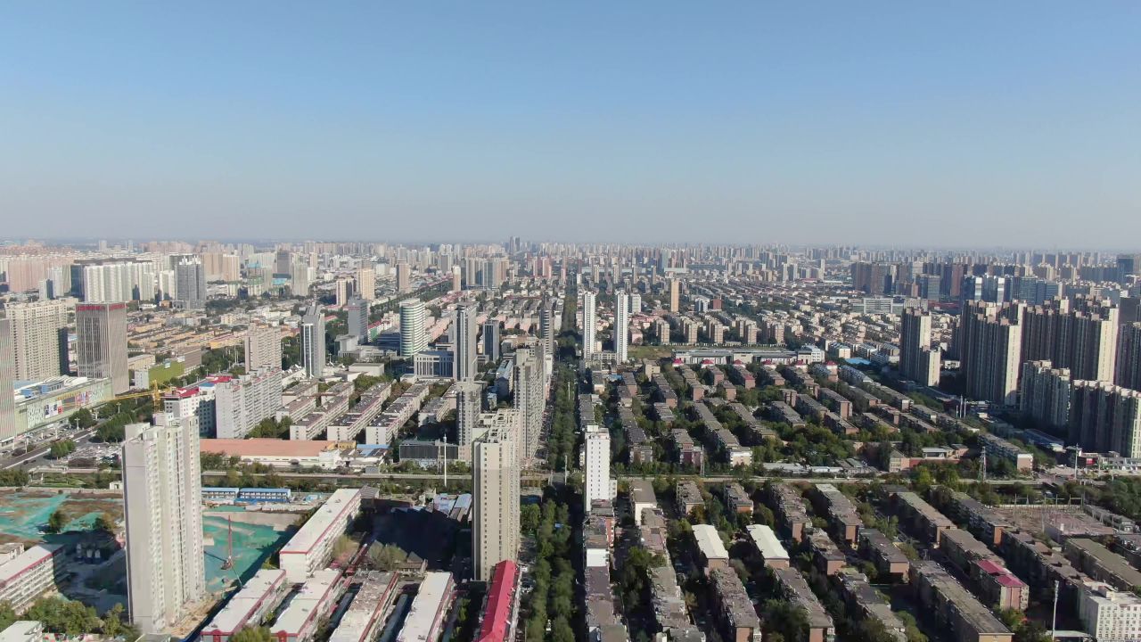 石家庄城市全景航拍 