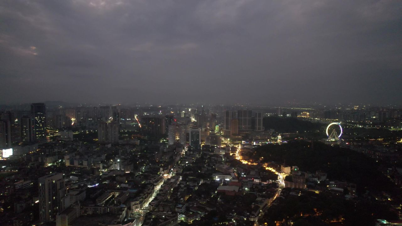 广东中山市城市夜景灯光