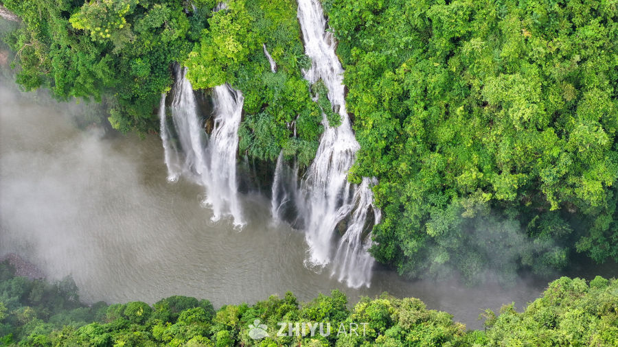 航拍山间峡谷瀑布  瀑布水流 2