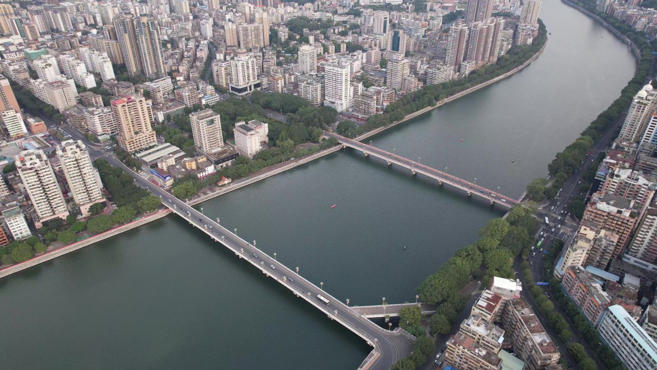 广东韶关城市风光航拍 