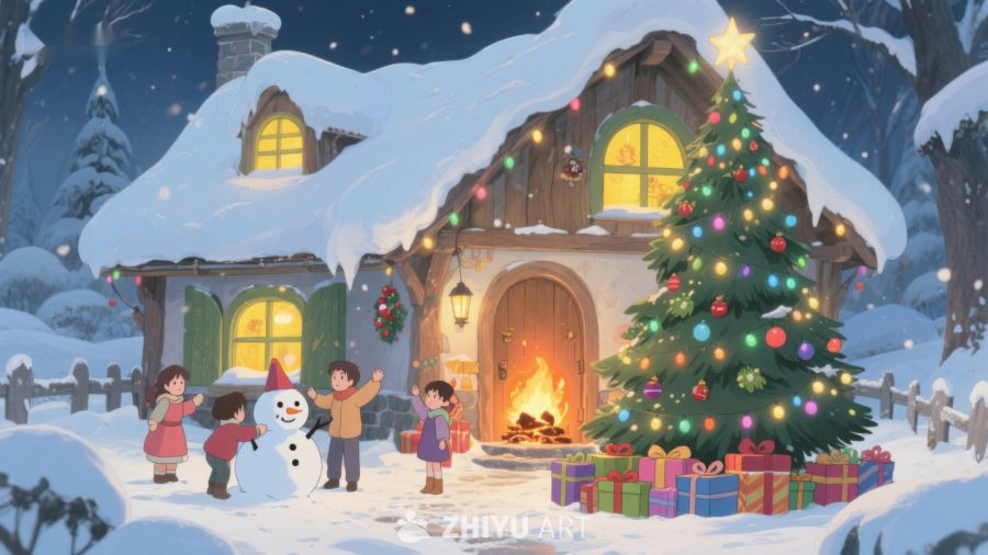 冬夜温馨圣诞场景 74
