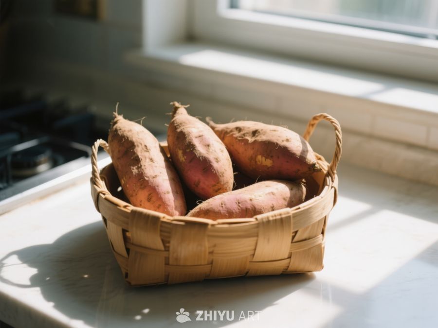 篮子里的红薯沐浴在阳光下 207