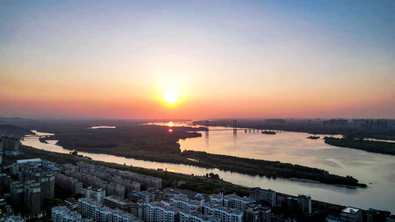 湖北襄阳城市风光航拍摄影图