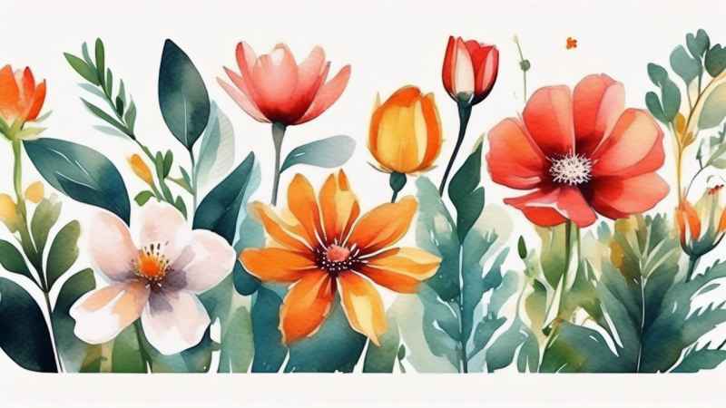 花朵植物插画背景 1