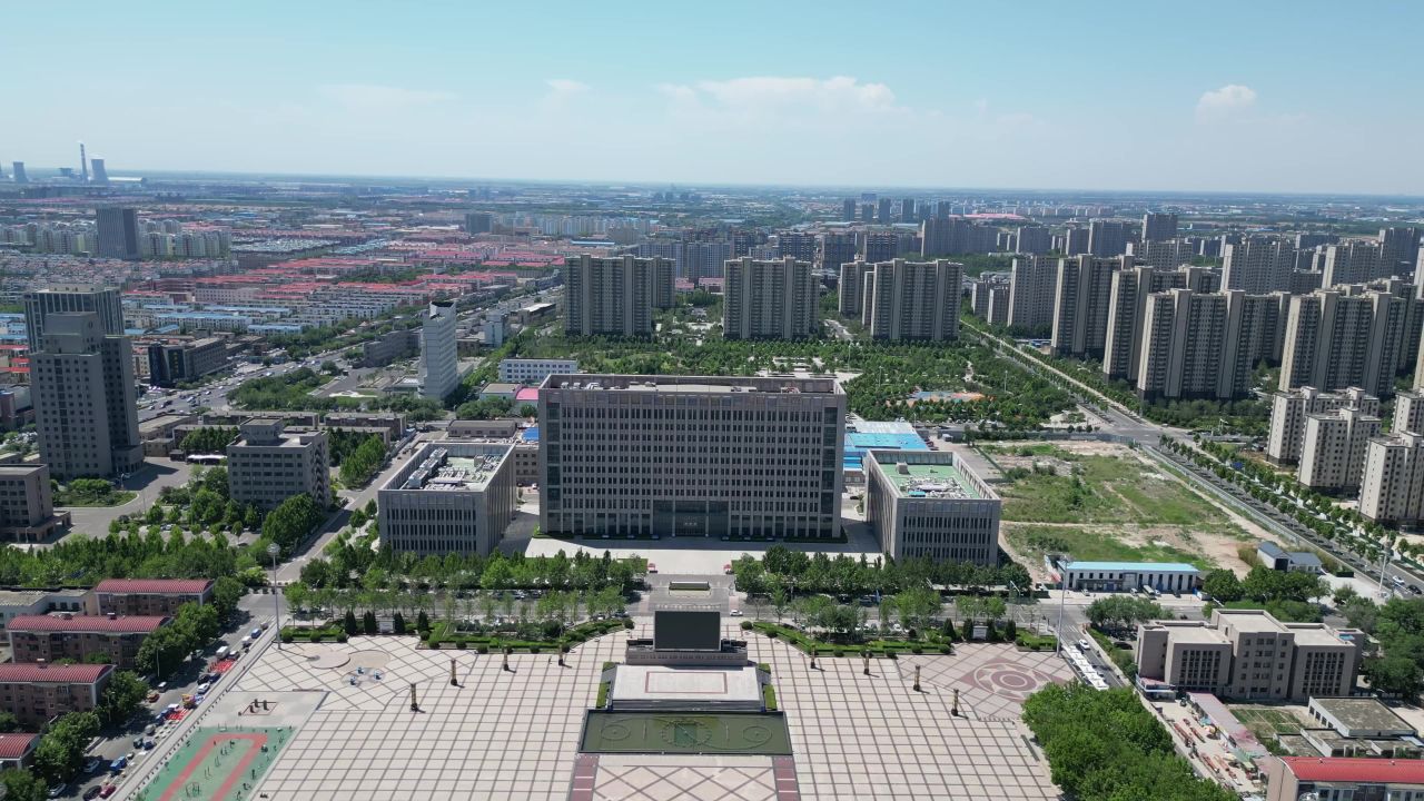  航拍山东东营胜利广场