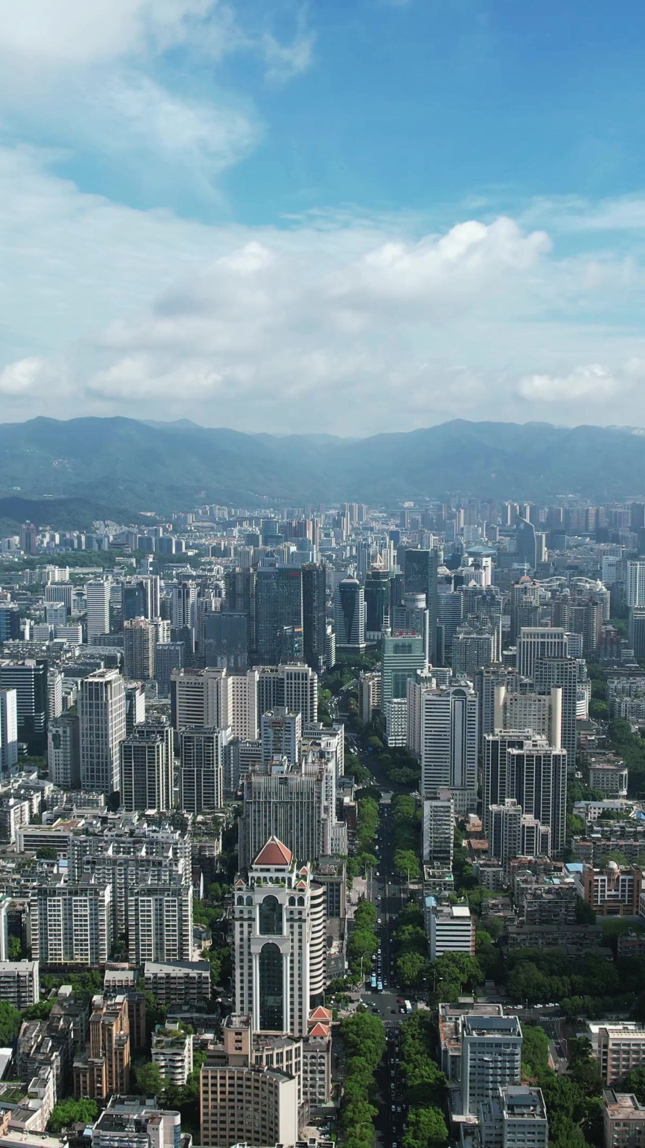 福建福州城市风光竖屏航拍 