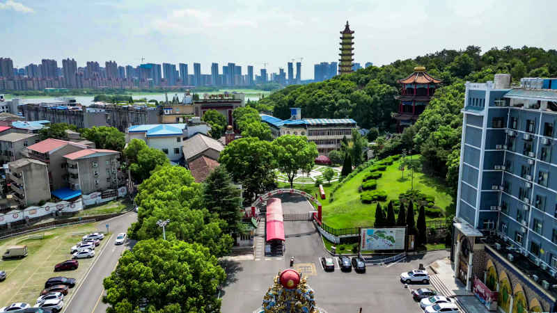 湖北鄂州城市风光航拍摄影图